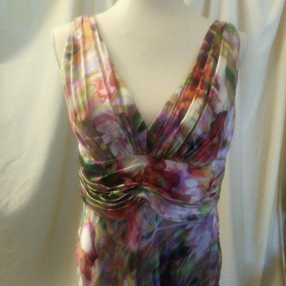 David Meister floral print satin dress size 12